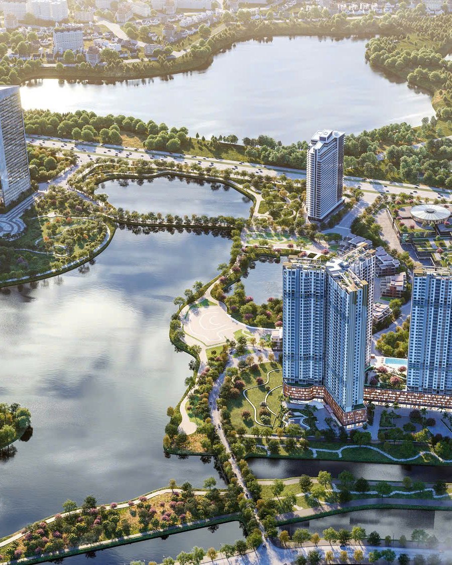 Gamuda Central Park bên hồ lúc hoàng hôn, phối cảnh minh hoạ