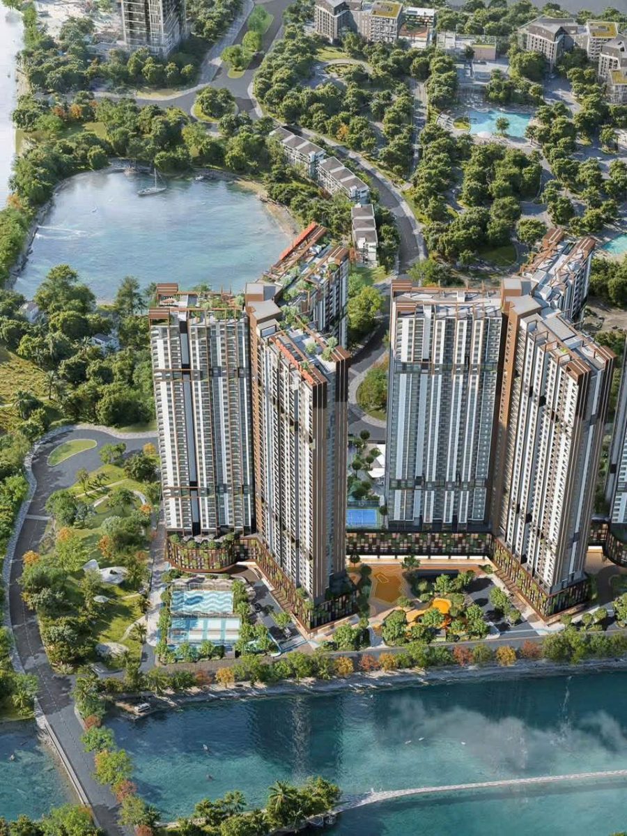 Gamuda Central Park và hồ điều hòa Yên Sở nhìn từ trên cao